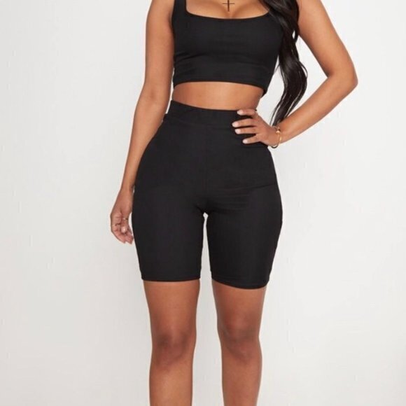 NEW‎ Pretty Little Thing Shape Black Mesh Bike Cycling Shorts Womens US SIZE 6 - Picture 1 of 12